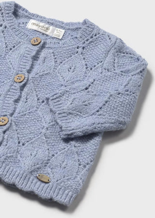 Mayoral Pointelle Knit Baby Cardigan in Quartz & Sky Blue