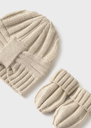 Mayoral Newborn Ribbed Knit Hat & Mitten Set