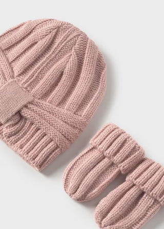 Mayoral Newborn Ribbed Knit Hat & Mitten Set