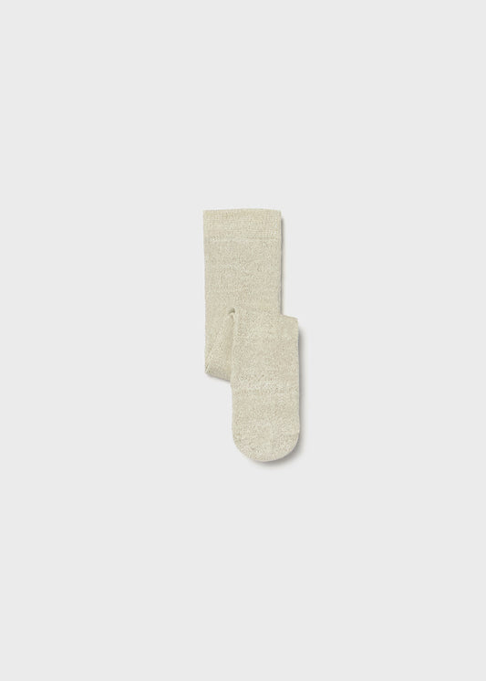 Pair of beige socks on a white background