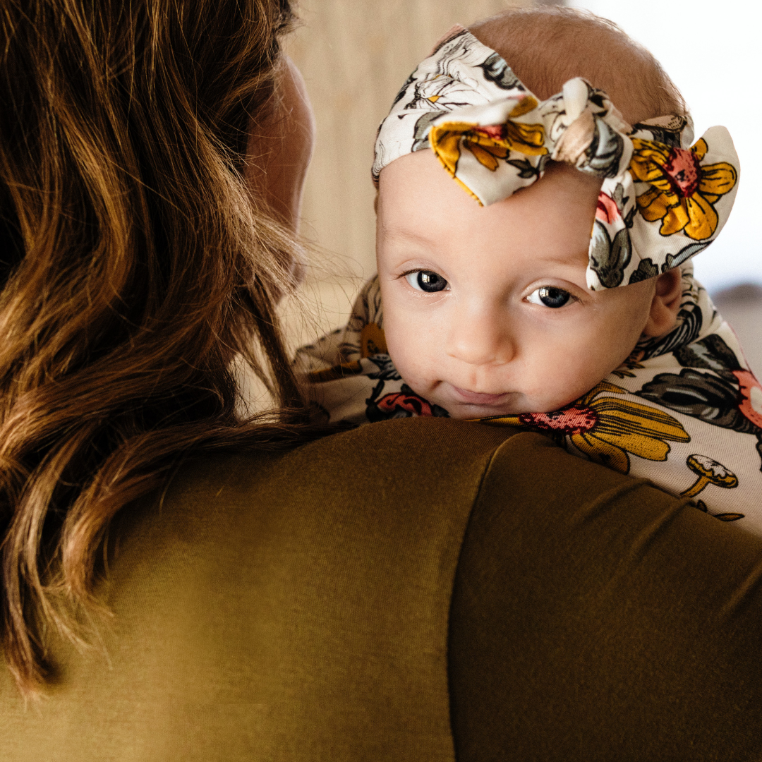 Olive Green Maternity Delivery Gown & Vintage Floral Swaddle