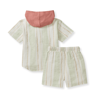 Pacific Stripe Hooded Shirt & Shorts Set - Sunny Meadow Boutique