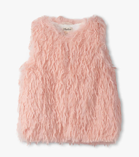Pale Pink Feather Faux Fur vest - Sunny Meadow Boutique