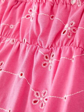 Pink Color Girl Bow Strap Ruffle Dress - Sunny Meadow Boutique