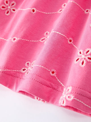 Pink Color Girl Bow Strap Ruffle Dress - Sunny Meadow Boutique
