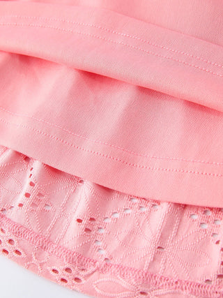 Pink Eyelet Embroidered Girl Short Sleeve Dress - Sunny Meadow Boutique