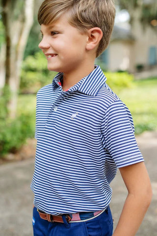 Prim & Proper Polo, Nantucket Navy Stripe - Sunny Meadow Boutique
