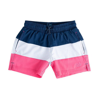 PRODOH Boys' Boogie Board Anti - Chafe Swim Trunks - Colorblock Navy/Pink - Sunny Meadow Boutique