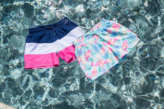 PRODOH Boys' Boogie Board Anti - Chafe Swim Trunks - Colorblock Navy/Pink - Sunny Meadow Boutique