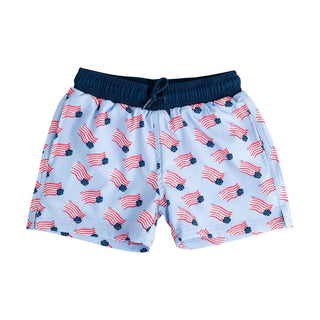 PRODOH Boys' Boogie Board Swim Trunks: UPF 50+ American Flag Print - Sunny Meadow Boutique