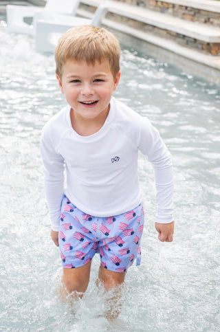 PRODOH Boys' Boogie Board Swim Trunks: UPF 50+ American Flag Print - Sunny Meadow Boutique