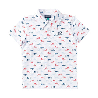PRODOH Boys' Pro Performance Polo - UPF 50+ Golf Shirt (Americana Fish Print) - Sunny Meadow Boutique