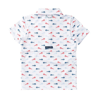 PRODOH Boys' Pro Performance Polo - UPF 50+ Golf Shirt (Americana Fish Print) - Sunny Meadow Boutique