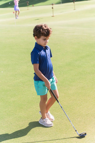 PRODOH Boys' Pro Performance Polo - UPF 50+ Golf Shirt (Navy Peony) - Sunny Meadow Boutique