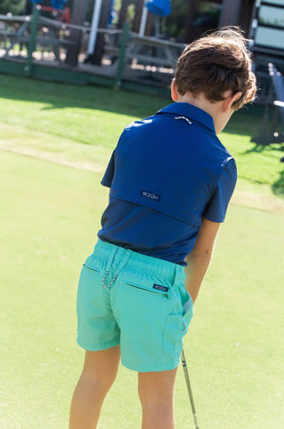 PRODOH Boys' Pro Performance Polo - UPF 50+ Golf Shirt (Navy Peony) - Sunny Meadow Boutique