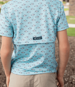 PRODOH Boys' Short Sleeve Pro Performance Polo - African Pompano Fish Print - Sunny Meadow Boutique