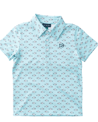 PRODOH Boys' Short Sleeve Pro Performance Polo - African Pompano Fish Print - Sunny Meadow Boutique