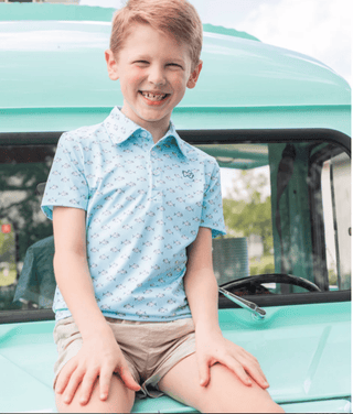 PRODOH Boys' Short Sleeve Pro Performance Polo - African Pompano Fish Print - Sunny Meadow Boutique