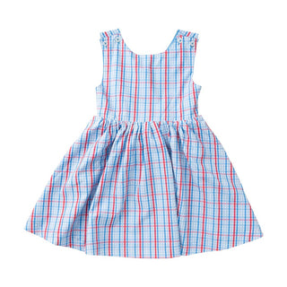 PRODOH Girls' Patriotic Plaid Crisscross Back Dress – UPF 50+ Sun Protection - Sunny Meadow Boutique