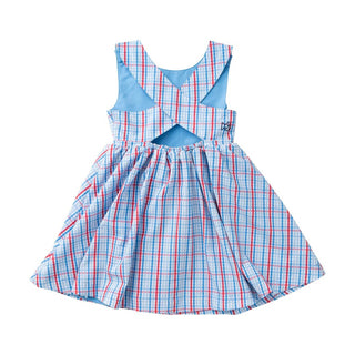 PRODOH Girls' Patriotic Plaid Crisscross Back Dress – UPF 50+ Sun Protection - Sunny Meadow Boutique