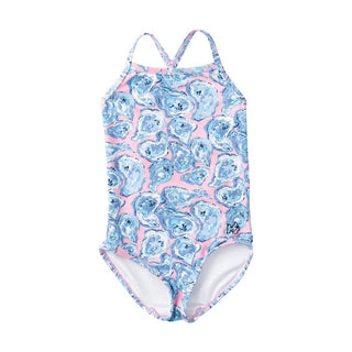PRODOH Girls' Pink Oyster Shell One - Piece Swimsuit — UPF 50+ Bow Back - Sunny Meadow Boutique