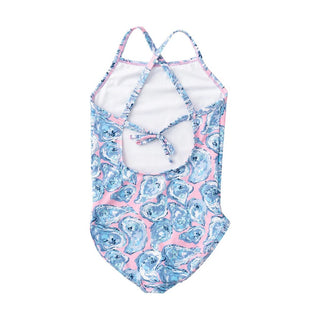 PRODOH Girls' Pink Oyster Shell One - Piece Swimsuit — UPF 50+ Bow Back - Sunny Meadow Boutique