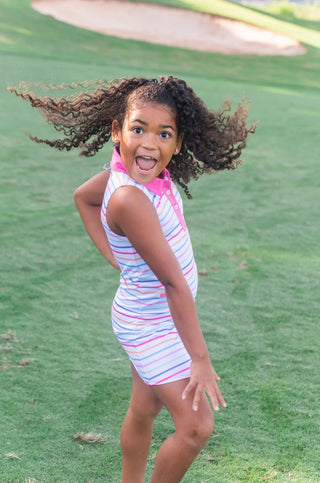 PRODOH Girls' Sleeveless Pro Performance Polo Dress - Sunset Stripe - Sunny Meadow Boutique