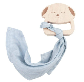 Puppy Wooden Teether & Blue Blankie - Sunny Meadow Boutique
