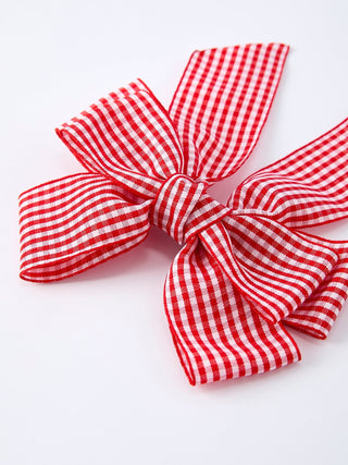 Red and white Plaid Girls Hairpin 4 Inches - Sunny Meadow Boutique