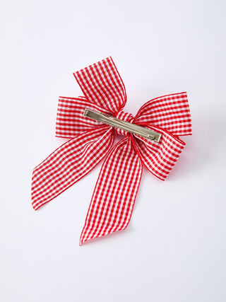 Red and white Plaid Girls Hairpin 4 Inches - Sunny Meadow Boutique