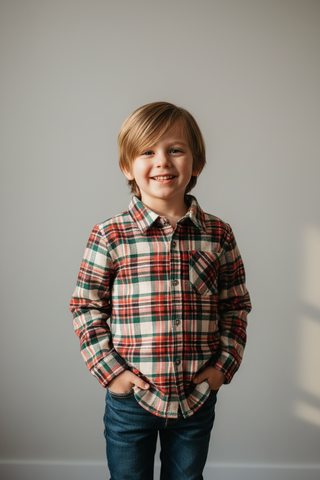 Boys' Red Plaid Christmas Shirt