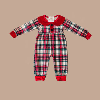 Red Christmas Plaid Infant Girl Romper - Sunny Meadow Boutique