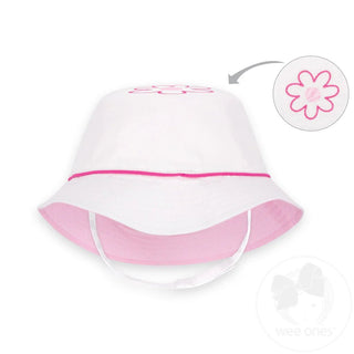Reversible Embroidered Girls Bucket Hat with Straps - Sunny Meadow Boutique
