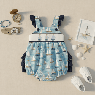 Sailboat Ruffle romper - Sunny Meadow Boutique