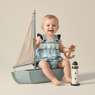 Sailboat Ruffle romper - Sunny Meadow Boutique