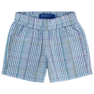 Seaside Pull on Short - River Plaid Seersucker - Sunny Meadow Boutique