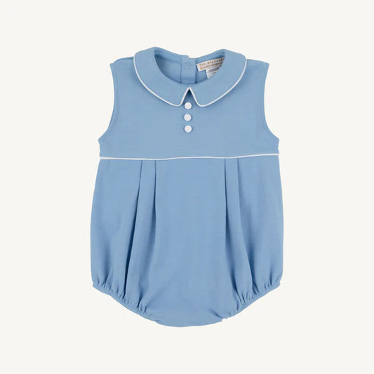 The Beaufort Bonnet Company Sleeveless Bradford Bubble - Sarasota Sky with Worth Avenue White