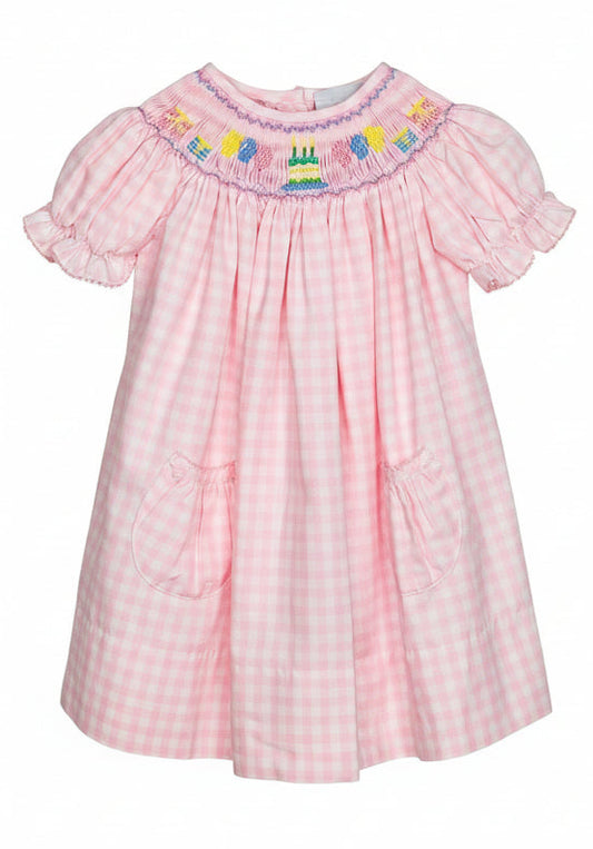 Smocked Birthday Cake & Balloons Bishop Dress - Sunny Meadow Boutique