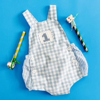 Smocked Blue First Birthday Bubble - Sunny Meadow Boutique