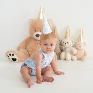 Smocked Blue First Birthday Bubble - Sunny Meadow Boutique