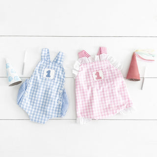 Smocked Blue First Birthday Bubble - Sunny Meadow Boutique