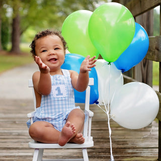 Smocked Blue First Birthday Bubble - Sunny Meadow Boutique