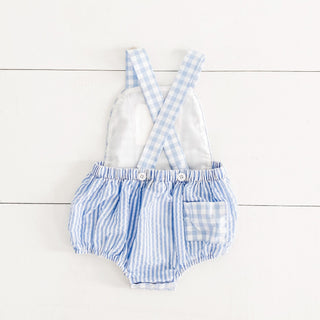 Smocked Blue First Birthday Bubble - Sunny Meadow Boutique