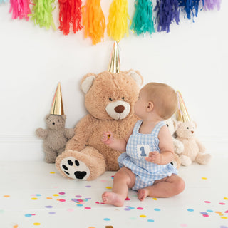 Smocked Blue First Birthday Bubble - Sunny Meadow Boutique