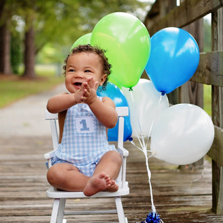 Smocked Blue First Birthday Bubble - Sunny Meadow Boutique