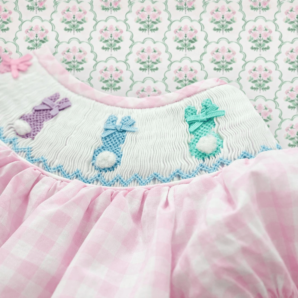 Smocked Pink Bunny Bubble - Sunny Meadow Boutique