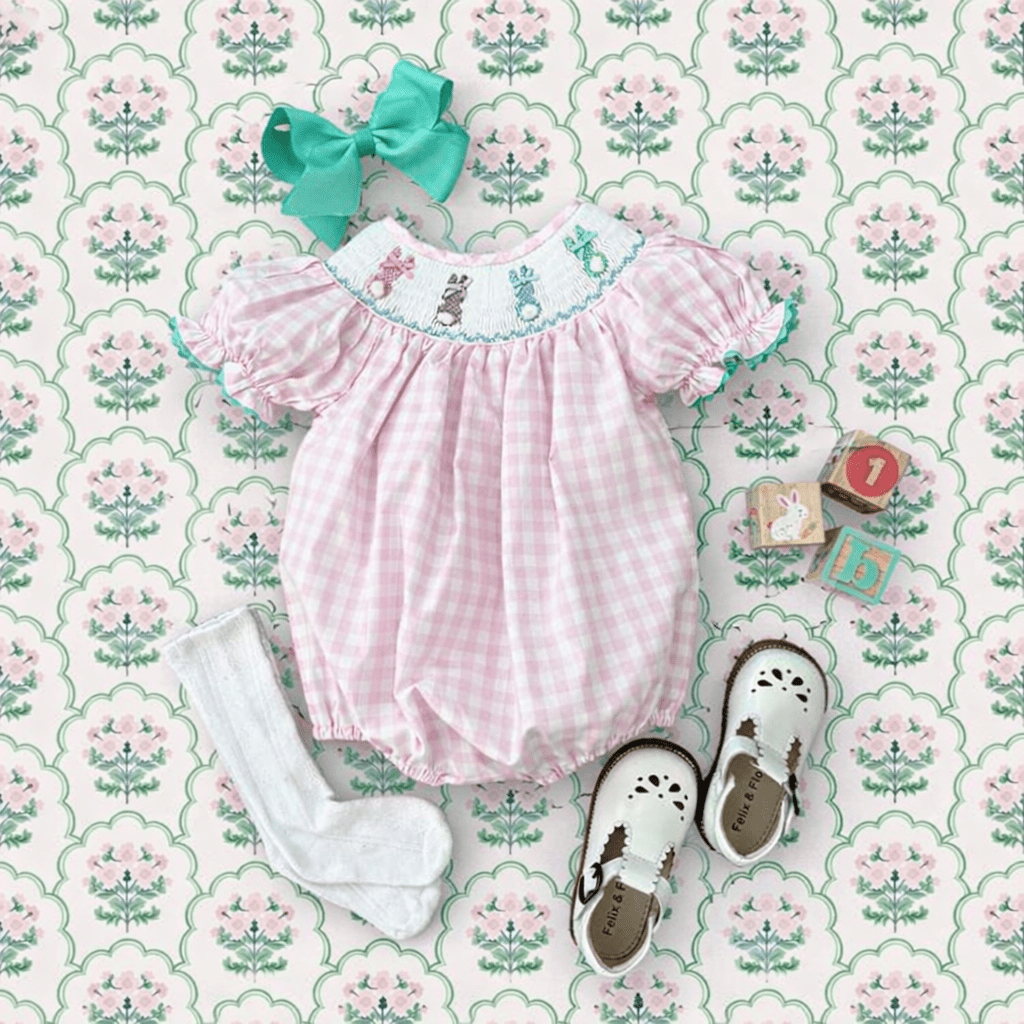 Smocked Pink Bunny Bubble - Sunny Meadow Boutique