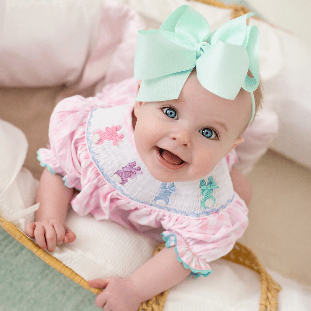 Smocked Pink Bunny Bubble - Sunny Meadow Boutique