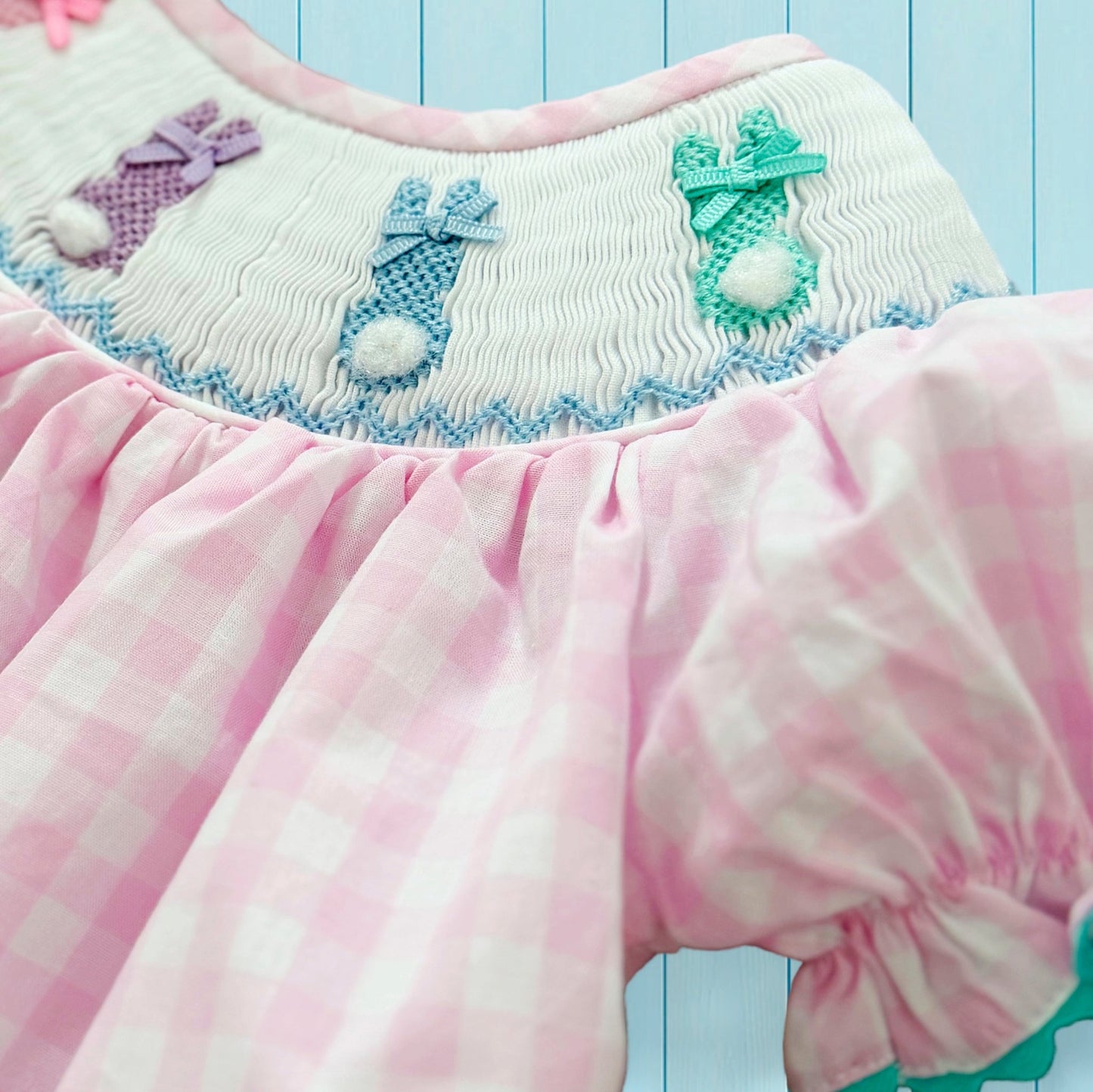 Smocked Pink Bunny Bubble - Sunny Meadow Boutique