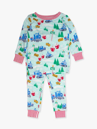 Snowy Train Tracks Long Sleeve Pajama Set - Sunny Meadow Boutique